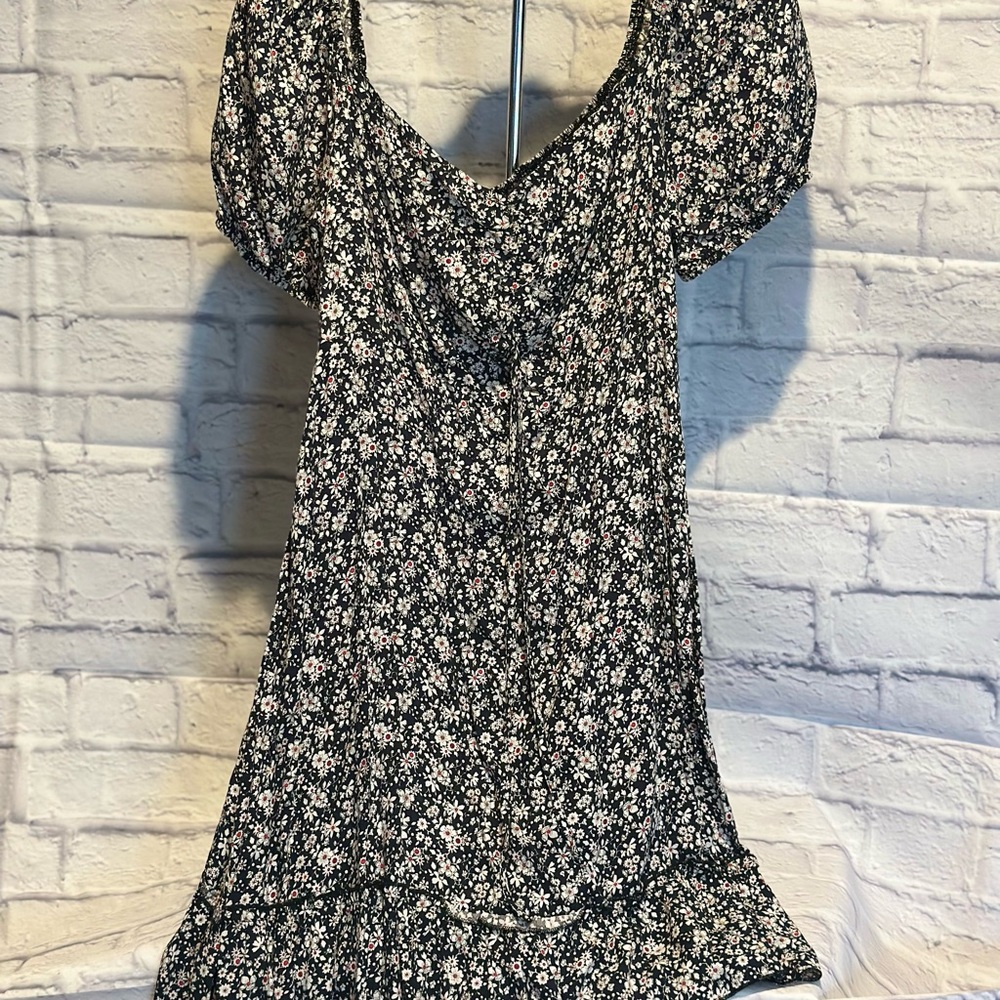Floral Black and White Women's Dress